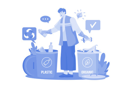 The Man Is Sorting The Garbageのイラスト素材