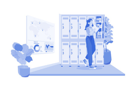 School Locker Room Illustration concept on a white backgroundのイラスト素材