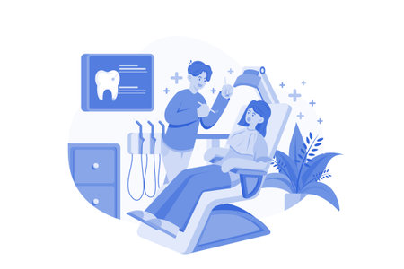 Dentist Examining A Patient Illustration concept on white backgroundのイラスト素材