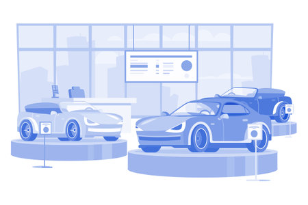 Cars Dealership Center Showroom Interior.のイラスト素材