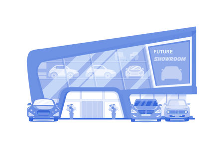 Car Showroom View Illustration concept on a white backgroundのイラスト素材