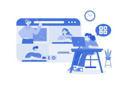 Online Math Class Illustration concept on a white backgroundのイラスト素材