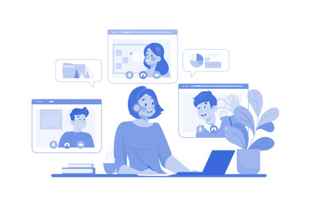 Business Meeting Online Illustration concept on white backgroundのイラスト素材