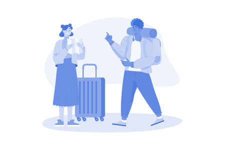Traveling People Illustration concept on a white backgroundのイラスト素材