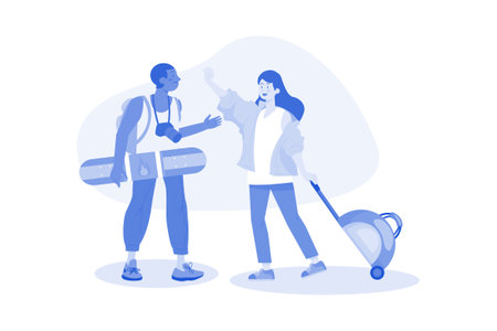 Traveling People Illustration concept on a white backgroundのイラスト素材