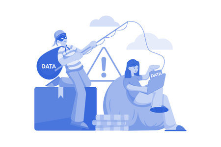 Phishing data theft Illustration concept on white backgroundのイラスト素材