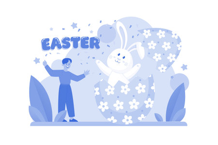 Easter Day Illustration concept on white backgroundのイラスト素材