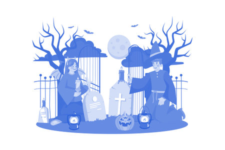 Happy Halloween Illustration concept on white backgroundのイラスト素材