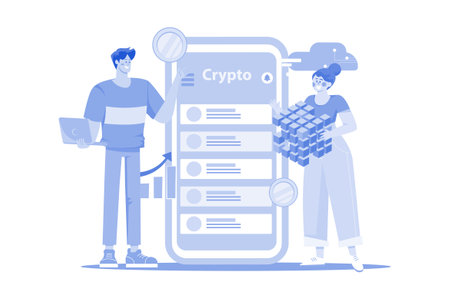 People Using Blockchain Technologyのイラスト素材