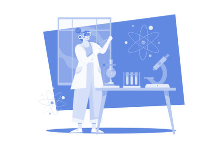 Scientist In The Metaverse Illustration concept on white backgroundのイラスト素材