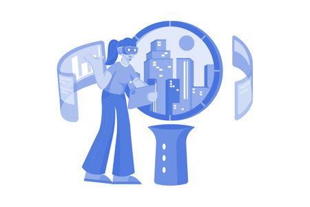 Woman Experiencing Metaverse Technologyのイラスト素材