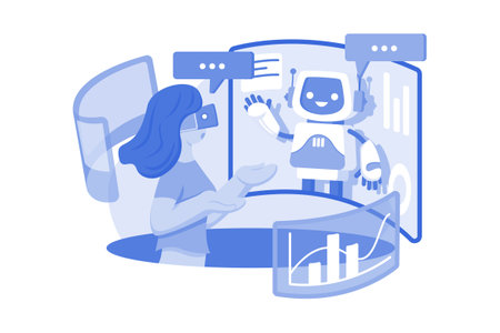 Woman Communicating With A Virtual Chatbotのイラスト素材