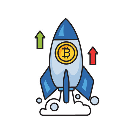 Bitcoin Launching Iconのイラスト素材