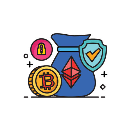 Secured cryptocurrency Iconのイラスト素材
