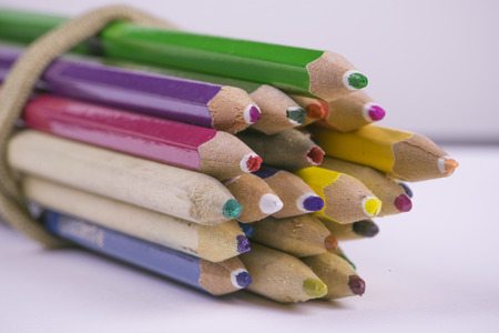 Cluttered crayonsの写真素材