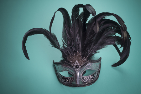 Venice carnival mask on blue backgroundの写真素材