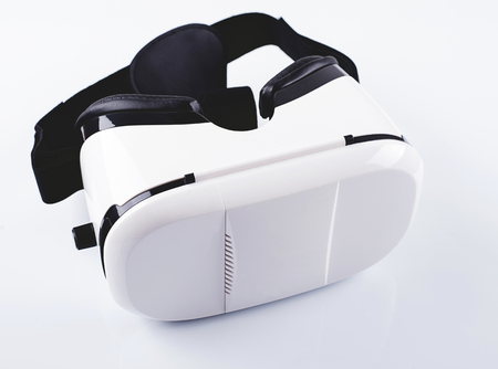 White Virtual Reality glasses. Horizontal indoors shotの写真素材