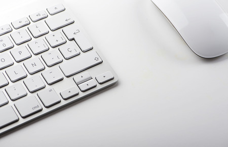Keyboard and mouse on white background. Technology.の写真素材