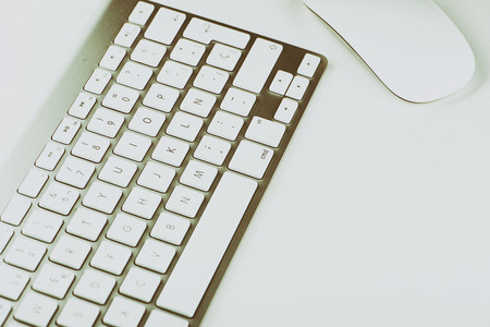 Keyboard and mouse on white background. Technology.の写真素材
