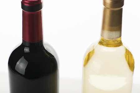 Close-up of bottles of different wineの写真素材