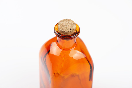 Close-up of lilac glass jar on white background. Isolated. Container.の写真素材