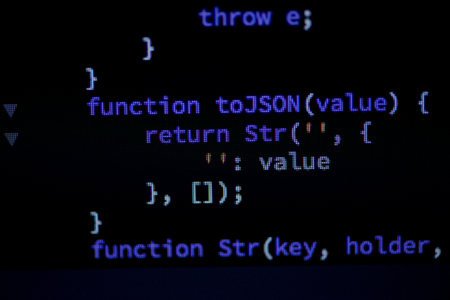 Lines of code of a software with several colors. Software concept