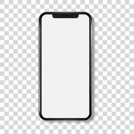 realistic models smartphone with transparent screens, smartphone mockup collection, device front viewのイラスト素材