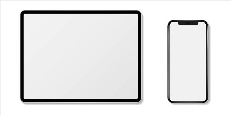device screen mockup. set of smartphone, tablet, laptop and monitor, blank screen mockup. vector illustrationのイラスト素材
