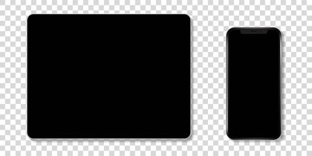 device screen mockup. set of smartphone, tablet, laptop and monitor, blank screen mockup. vector illustrationのイラスト素材