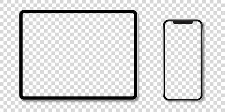 device screen mockup. set of smartphone, tablet, laptop and monitor, blank screen mockup. vector illustrationのイラスト素材
