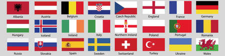 European union. EU and membership flags . Flat circle element design.のイラスト素材