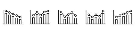 Set of growing bar graph icon in black on a white backgroundのイラスト素材