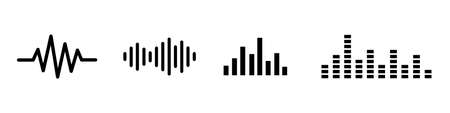 Set of Radio Wave icons. Monochrome simple sound wave on white background. isolated vector illustrationのイラスト素材