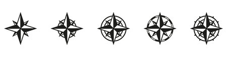 Compass icons. Set of vector compass iconsのイラスト素材