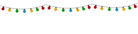 Christmas lights. Vector xmas garland. Isolated cable lightbulb decorationのイラスト素材