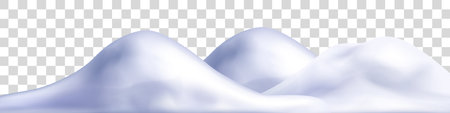 Snowdrifts isolated on png background. Snow landscape decoration, frozen hills. Empty snowbanks fieldのイラスト素材
