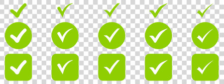 Check mark and x set icon. simple web buttons. Checkmarks and x or confirm. round checkmark.のイラスト素材