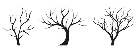 Set of tree silhouettes isolated on white background. Vector illustration.のイラスト素材