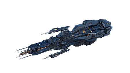 Alien mother ship, UFO spacecraft in flight isolated on white background, 3D rendering
