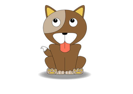 Brown Dog Vector Cartoon 2D illustrstorのイラスト素材