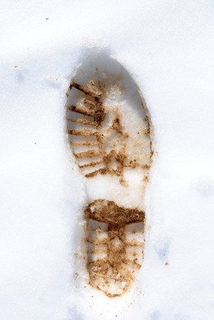 footprint in the snow mountain bootの写真素材