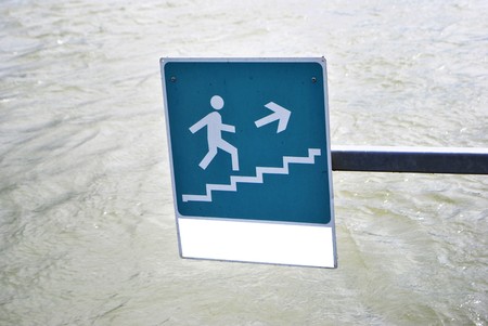indicating an emergency exit in the water channelの写真素材
