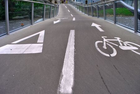 road for bicycles surrounded by natureの写真素材