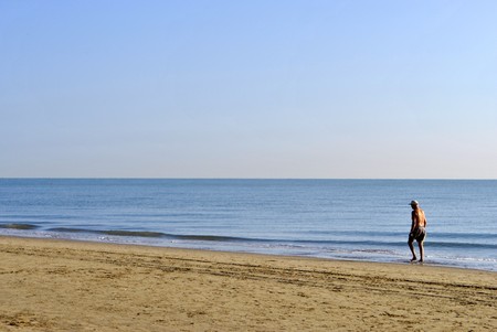 beach and sea in Italy in the early hours of the morningの写真素材