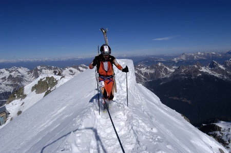 CASTEL TESINO, ITALY - MARCH 18: competitive race ski mountain championship cup of the Dolomites March 18, 2007 in Castel Tesino, Trentino Alto Adige, Italyのeditorial素材