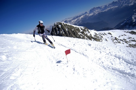 CASTEL TESINO, ITALY - MARCH 18: competitive race ski mountain championship cup of the Dolomites March 18, 2007 in Castel Tesino, Trentino Alto Adige, Italyのeditorial素材