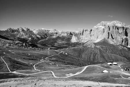 Rocky Mountains with meadows in the spring, the Italian Alpsの写真素材