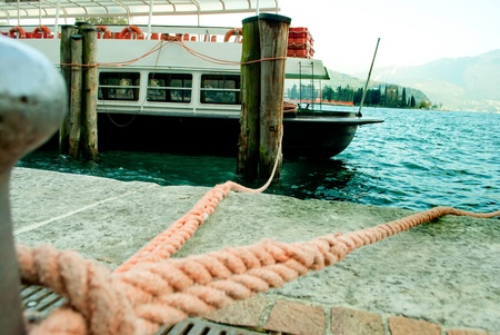ferry berth safety rope Lake Gardaの写真素材