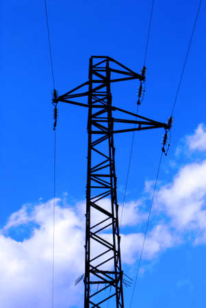 low voltage power line with blue sky background
