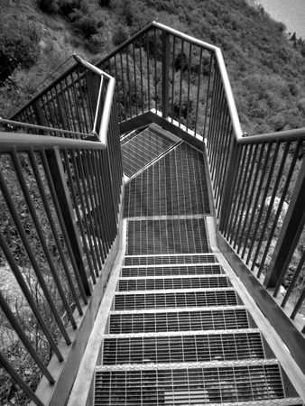 Alpine path with steps in ironの写真素材